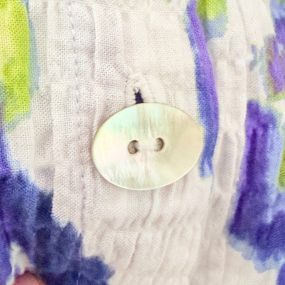 Habitat Ikat Mix Retro Swing Top 40938 XS Blue Green Agoya Shell Button - Picture 5 of 9